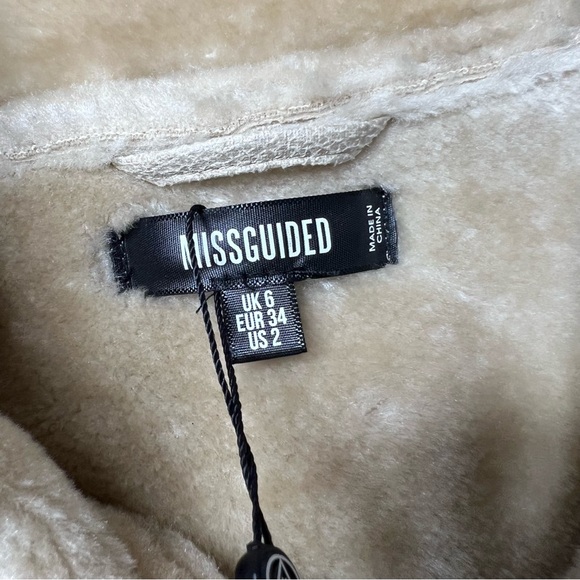 Missguided Premium Zip Detail Aviator Jacket in Stone - Picture 8 of 9